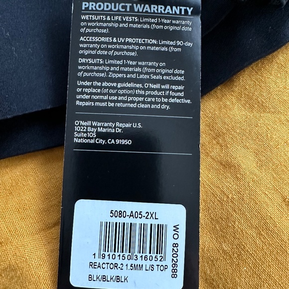 NEW O'Neill Men's Reactor- 2 1.5mm Long Sleeve Top, Black, XX-Large - Picture 4 of 8